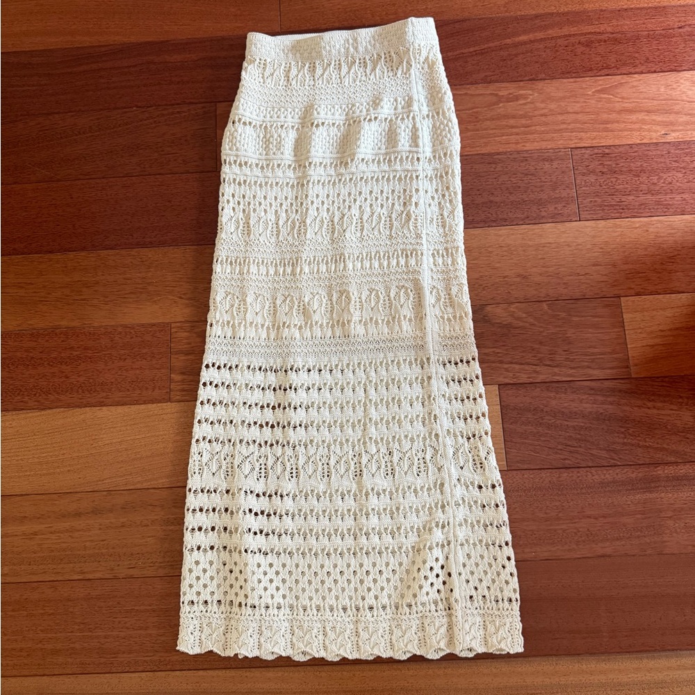 Jonathan Simkhai Cream Lace Pencil Skirt